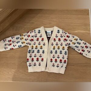 Hanna Andersson Cream Floral Kids Cardigan